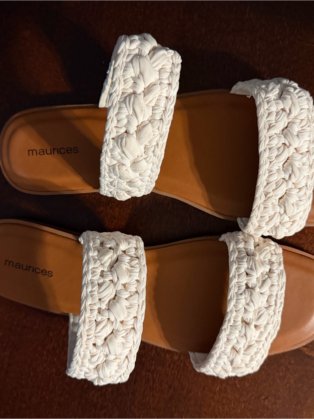 Maurices Cream Braided Double-Band Slide Sandals